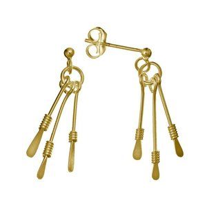 24K YELLOW GOLD Kayak/Canoe Paddle Drop Earrings - 1.0"
